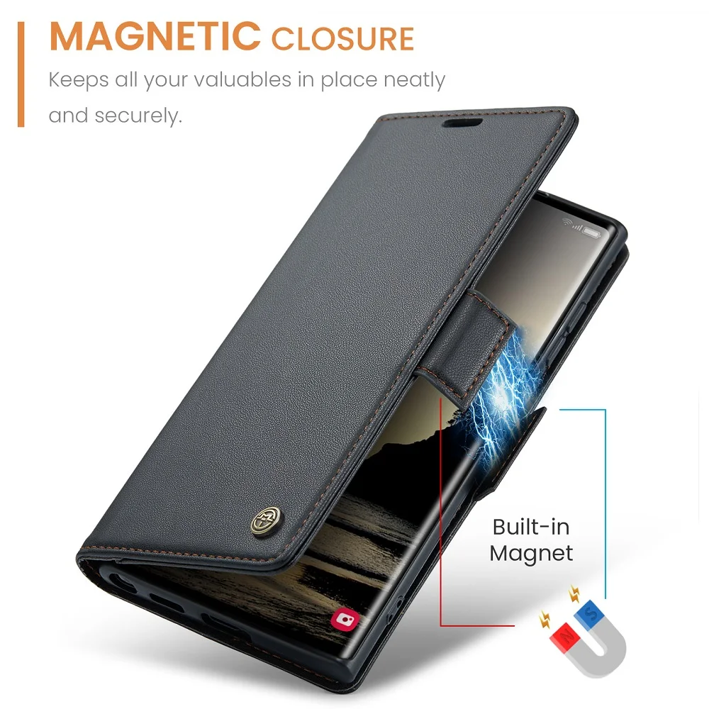 Magnetic Flip Cover Leather Card Holder Wallet For Samsung Galaxy S26 S25 FE S24 Ultra Plus A56 A16 Case RFID Protection Funda