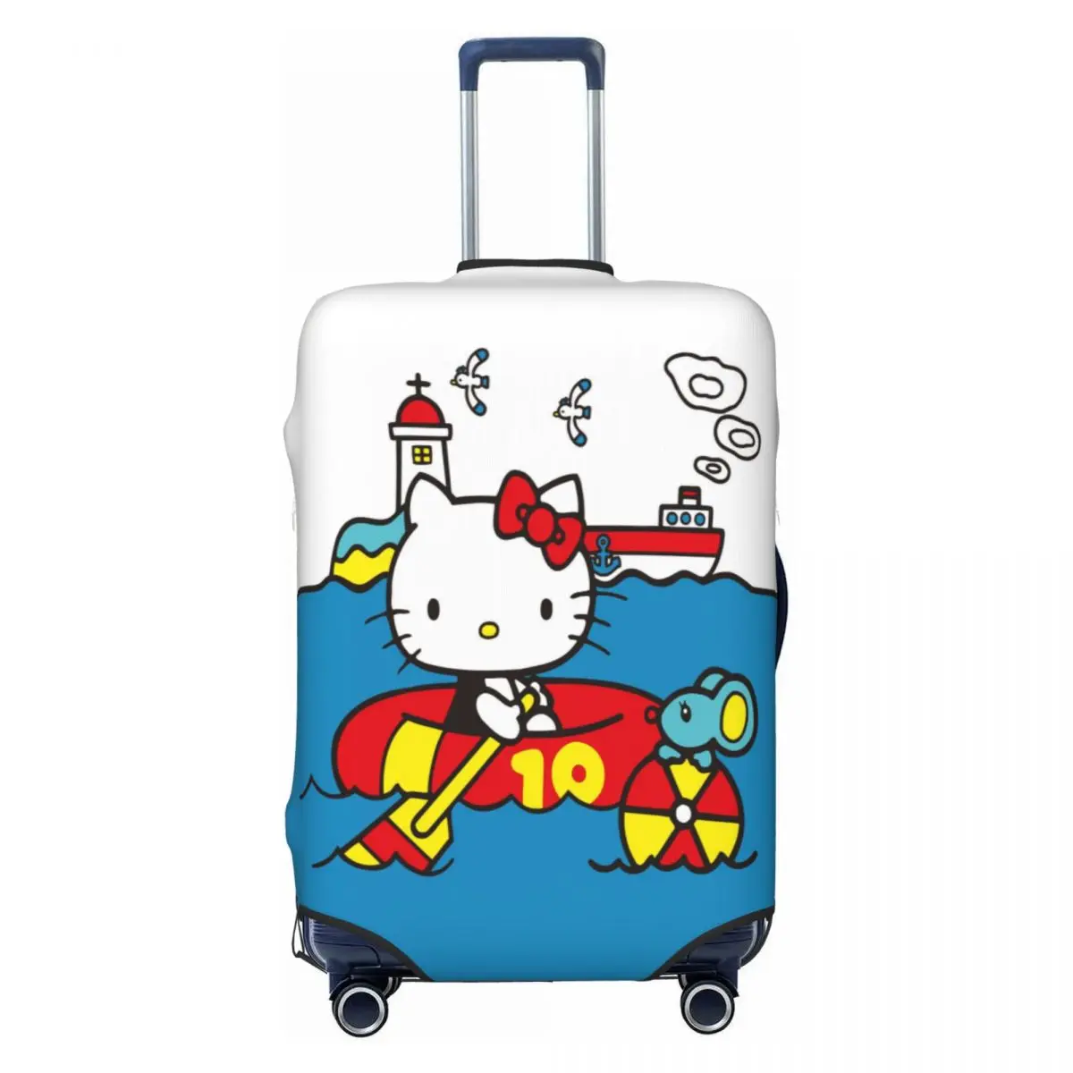 

Sea Vacation Hello Kitty Suitcase Cover Washable Anime Cat Luggage Covers Protector for 18-32 inch