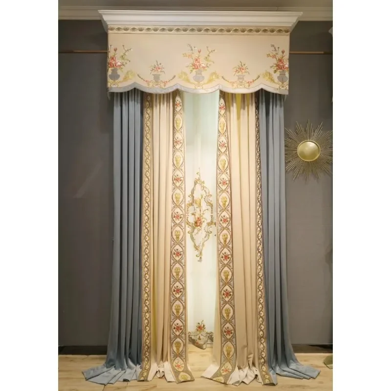 Custom Stitching Blackout Curtains for Living Dining Room Bedroom Luxury Villa European Style Door Window Decor High-end