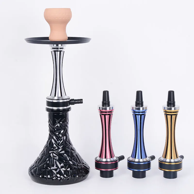 

New aluminum alloy shisha medium single hose shisha luxury glass high quality bar shisha