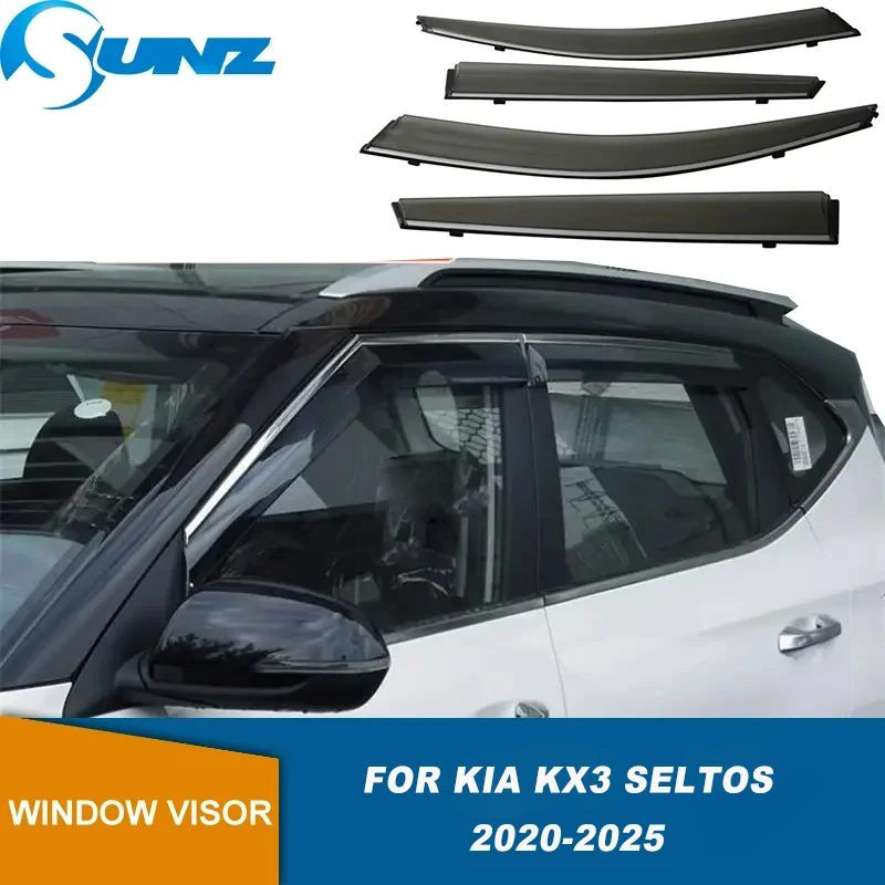 

Window Visor For Kia KX3 Seltos 2020 2021 2022 2023 2024 2025 Vent Sun Rain Guard Shield Delflector Awning Cover Weathershield