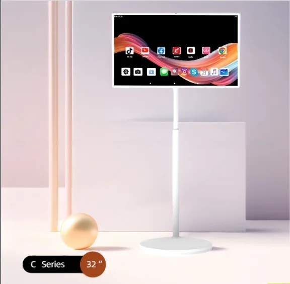 

2025 Trend 32-дюймовый белый Android Smart TV Full HD Интерактивный портативный дисплей со светодиодной подсветкой 128 ГБ Подвижные умные телевизоры для домашнего использования