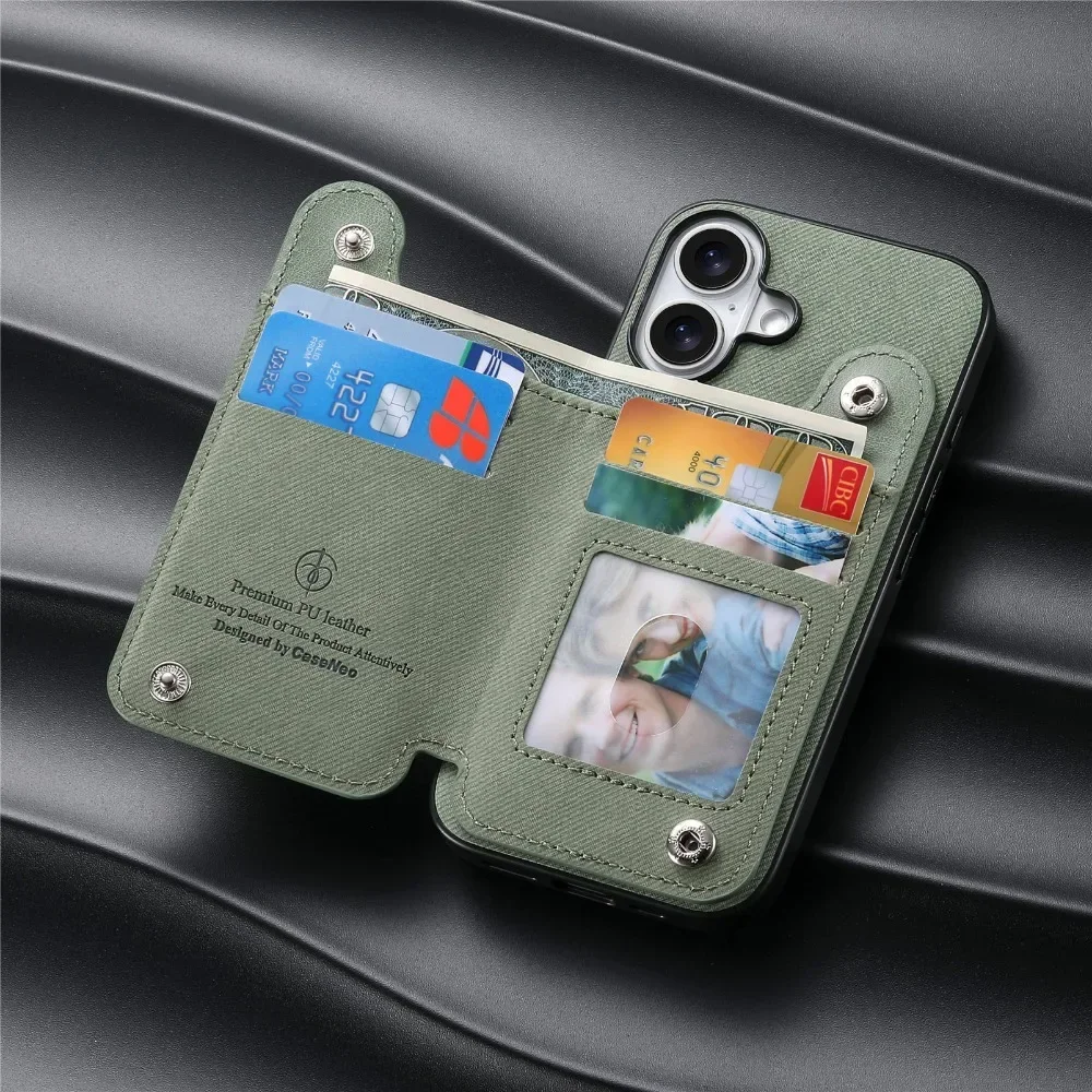 Flip-Wallet mit Kartenhalter RFID-blockierende Handyhülle für iPhone 18 17 16 15 14 Plus 13 12 Pro Max Ring-Lederhalterung – Detail 22