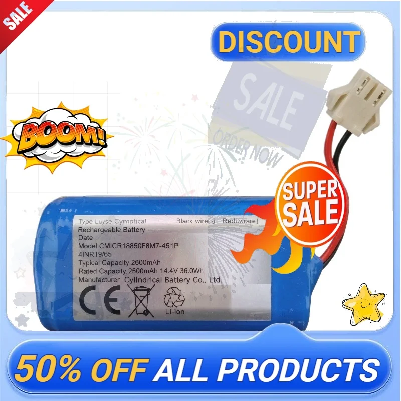 SWZY Replacement Robot Vacuum Battery CMICR18650F8M7‑4S1P 14.4V 36Wh 2500 2600mAh Li‑ion Rechargeable Sweeping Robot Battery Pac