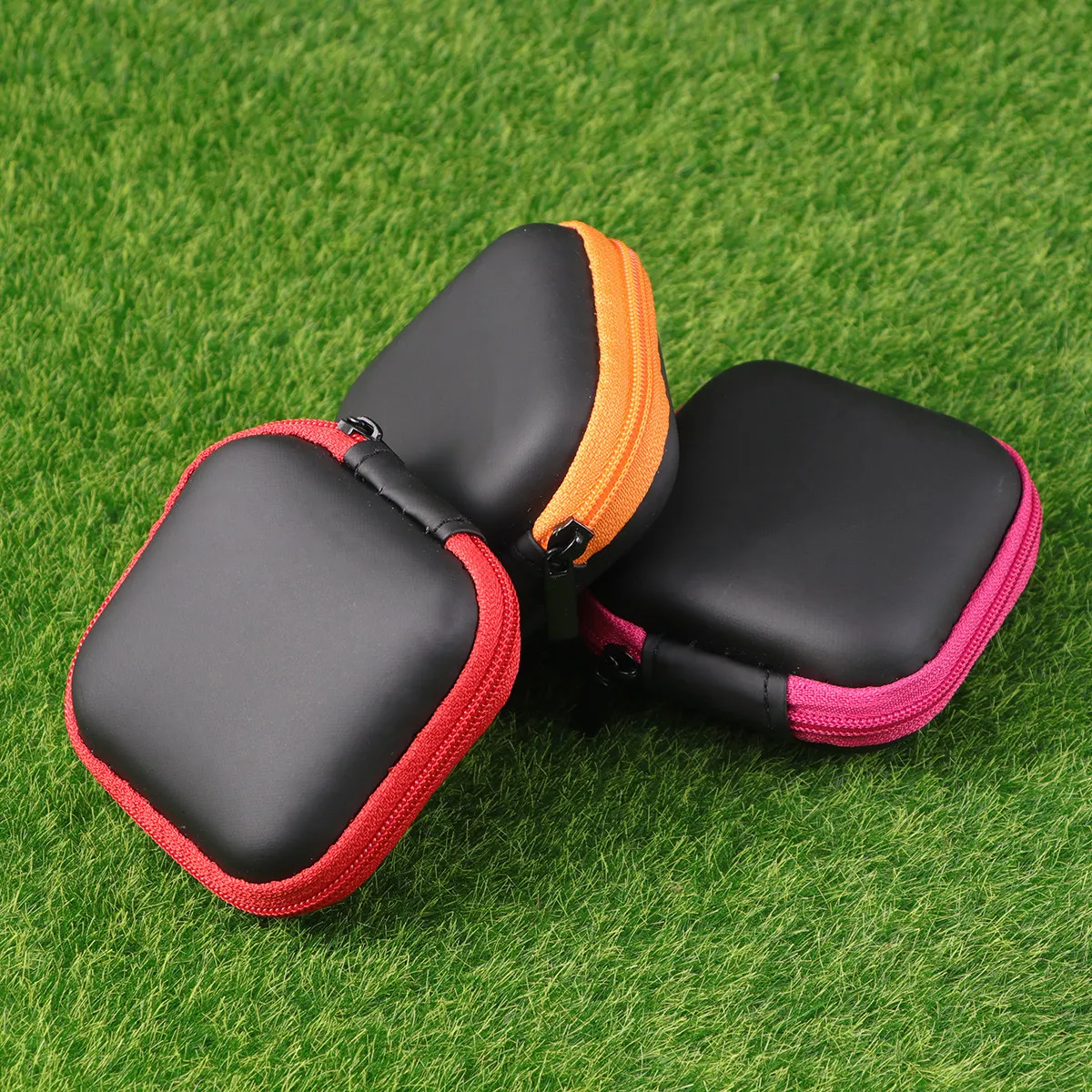 5Pcs Premium Eva Earphone Storage Bag Zipper Design Antistatic Shockproof Lining for Mobile Phones Chargers Earbuds Cables