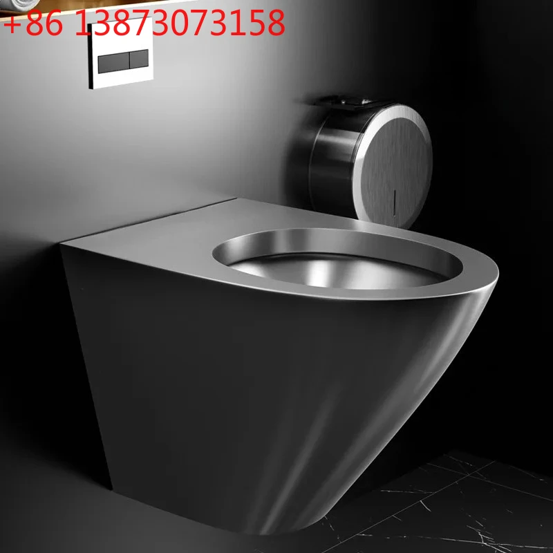 Stainless steel toilet, wall-mounted flush toilet, anti-freezing crack into the wall, hidden water tank, wall row suspended