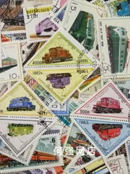 100 Different Diesel Electric Train Stamps No Duplicate Real Stamped Post Stamps Large Train Thematic Postage Stamps Collection