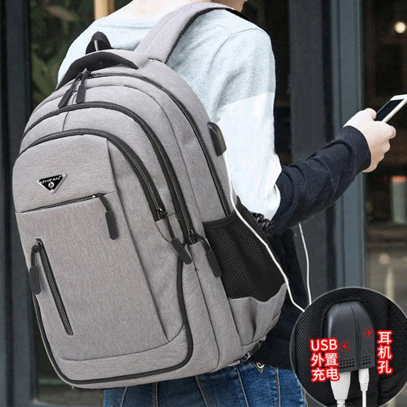 triangle logo Backpack Men USB Charging Laptop Bagpack 20 Inch high-capacity Multifunctional Travel schoolBag male business sac