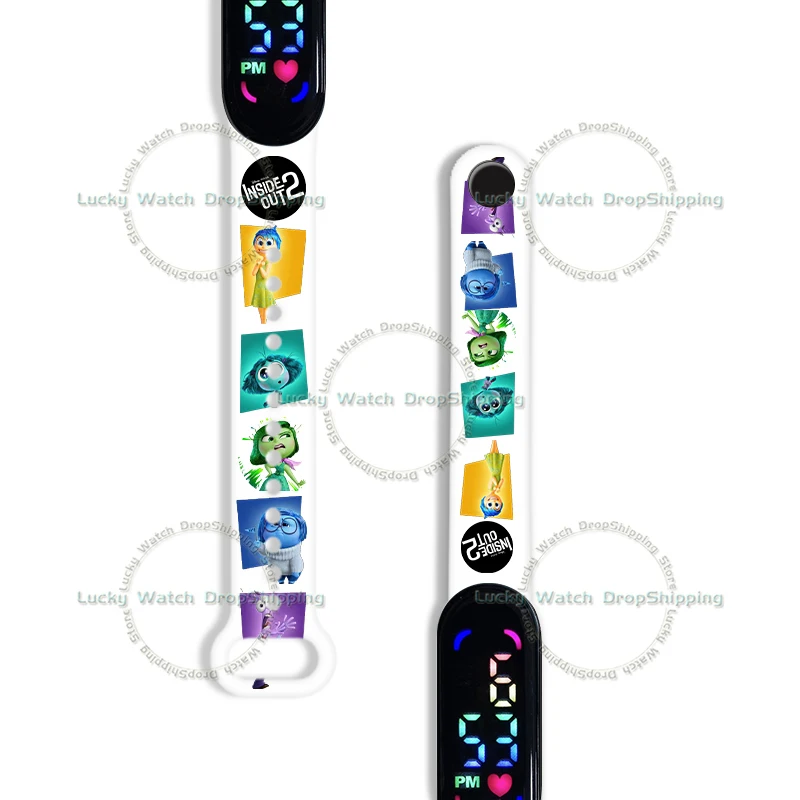 Inside Out 2 montres d'anime pour enfants figurines de personnages de dessins animés LED tactile montre électronique pour enfant cadeaux d'anniversaire montre pour garçons et filles