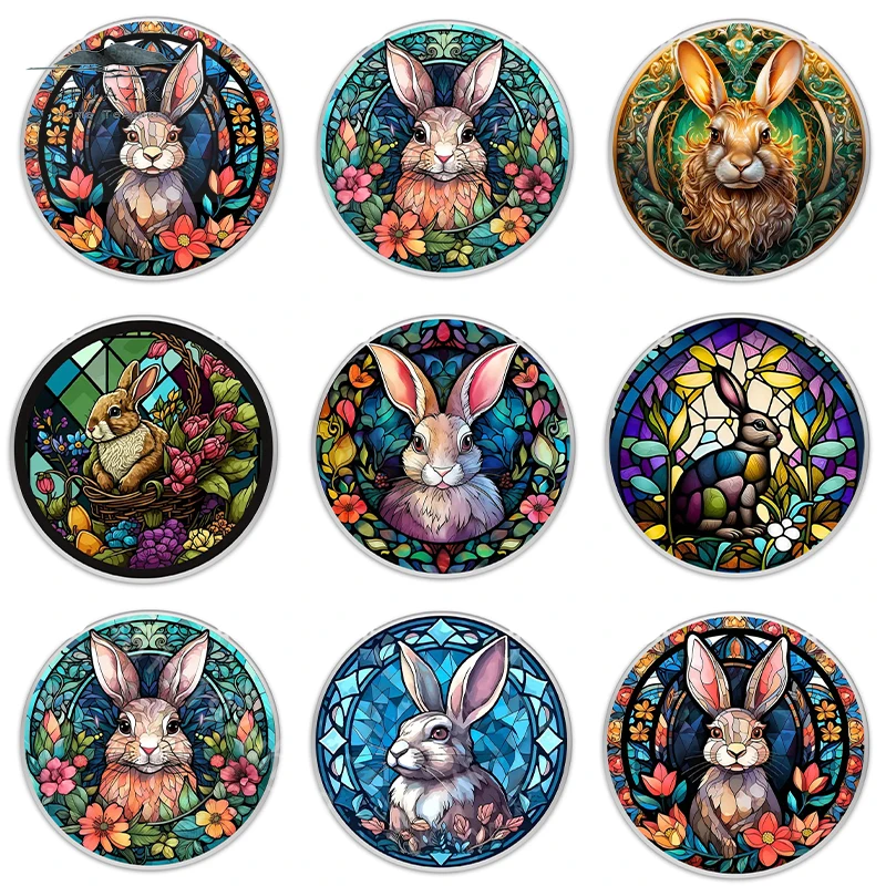 Acrylic Round Plate Rabbit Window Wall Hanging for Children's Room Decoration, Cute Home Creative Handicrafts on Holiday Site