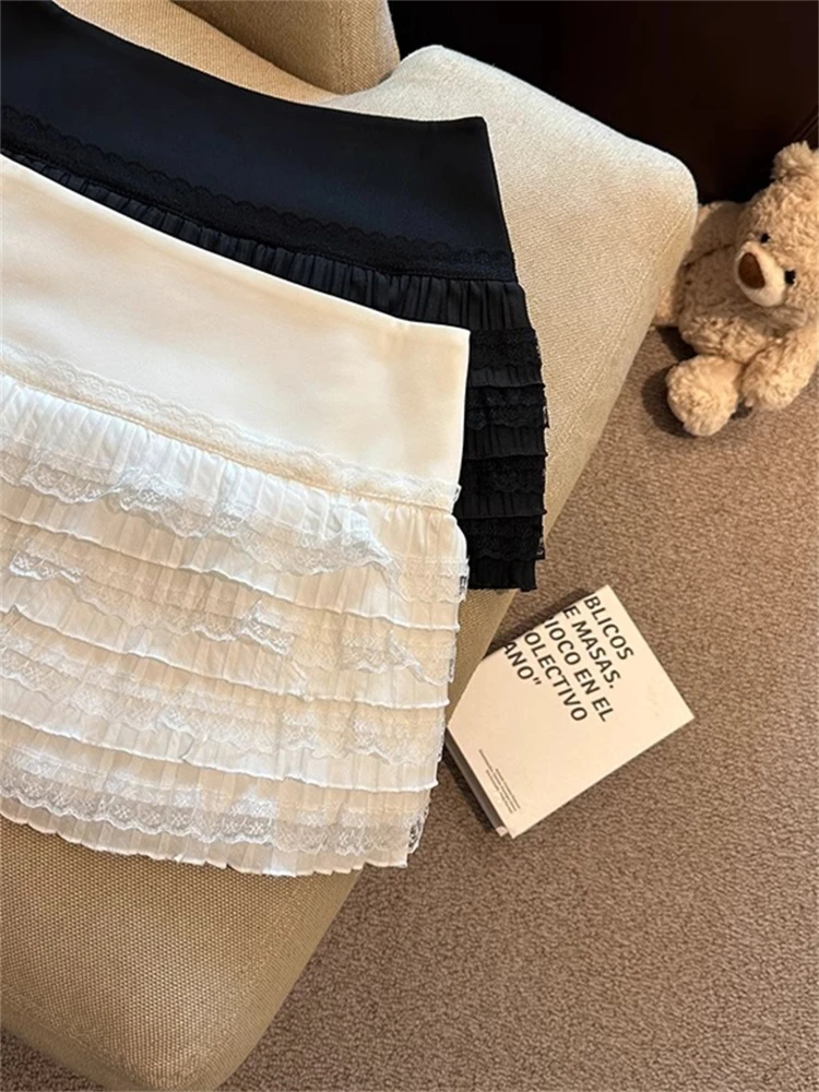 

Korean Sle Pure Desire ort Skirt Lace Trim Anti-Light Sweet And Spicy High Waist Cake Skirt Bodycon A-Line Skirt