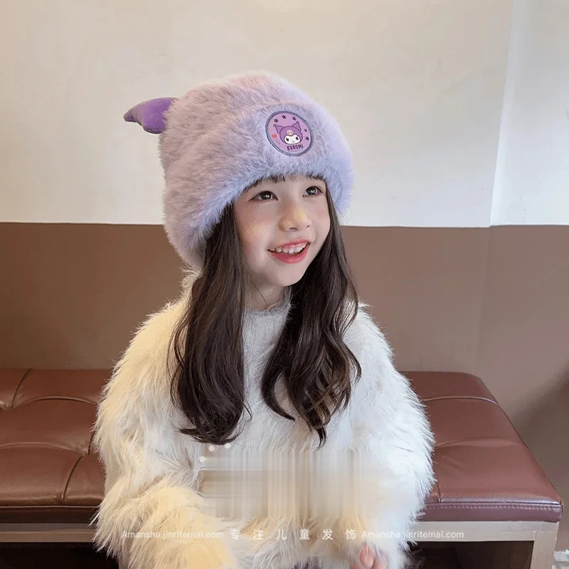 

Winter Hello Kitty Kids Hat Sanrio Cinnamoroll Anime Kawaii Child Warm Hat Autumn Cute Kuromi Baby Thick Cap Fashion Gifts Kids