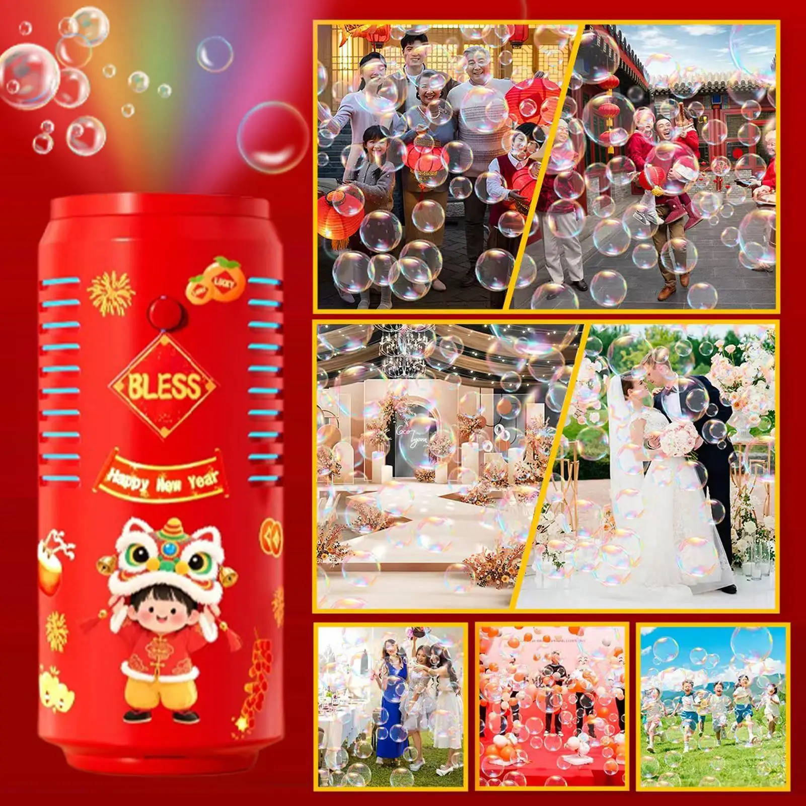 Firework Bubble Machine Multi-Mode Bubble Blower On The Ground Electronic Automatic Landing Spring Festival Gift New Year Toys