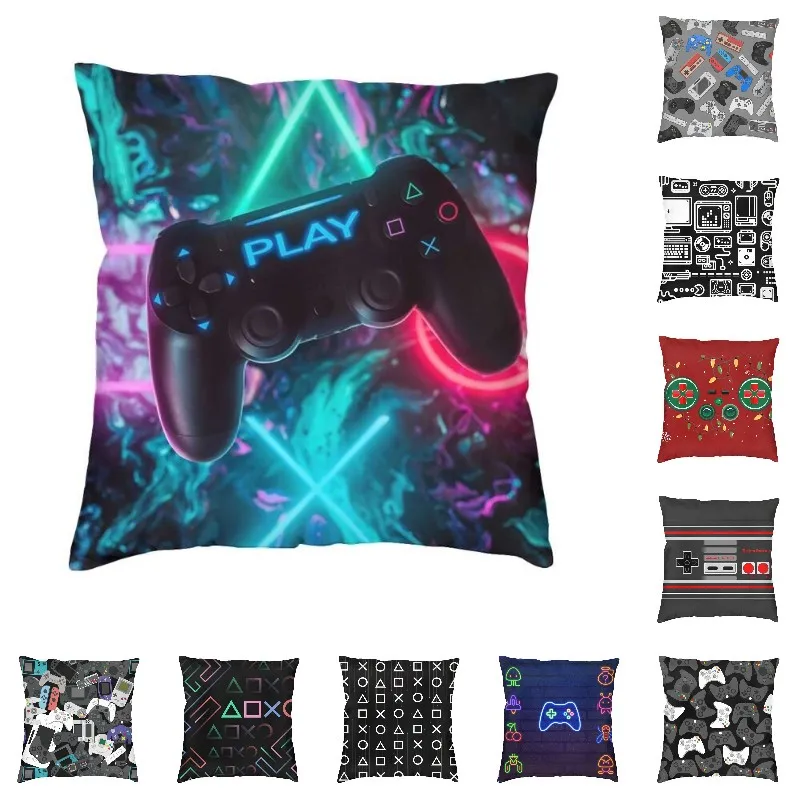 

Playstation Controller Custom Throw Pillow Covers Home Decorative Cute Game Controller Cushions for Sofa Square Pillowcase