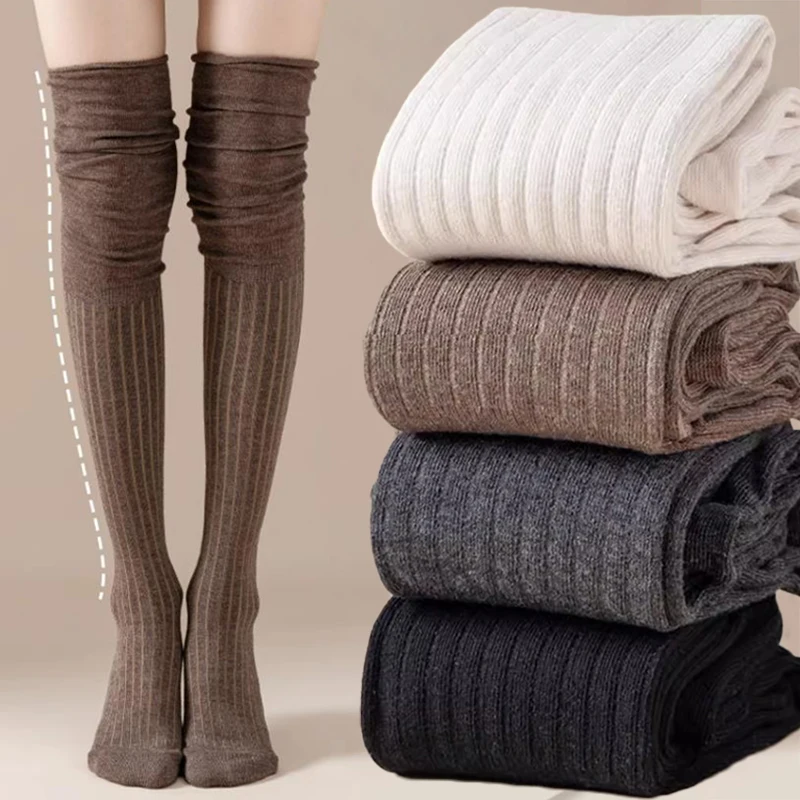 

Women Winter Knitted Knee Stockings Velvet Gaiters Long Socks Thigh High Stockings Warm Over Knee Socks Soft Snow Sock 2023