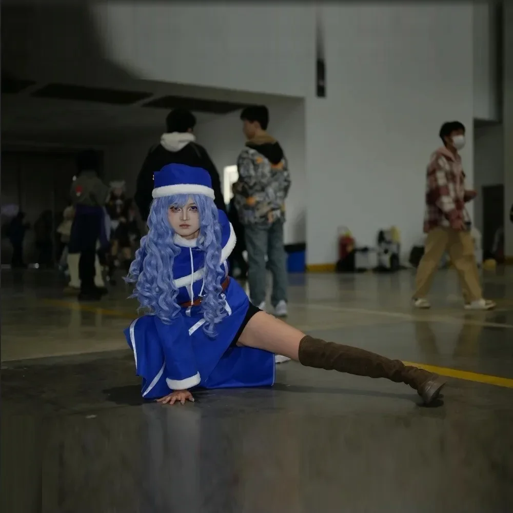Anime Fairy Tail 100 anni Quest Juvia Lockser Costume Cosplay Parrucca Abito Uniforme Cappello Scialle Festa di Carnevale di Halloween per le donne