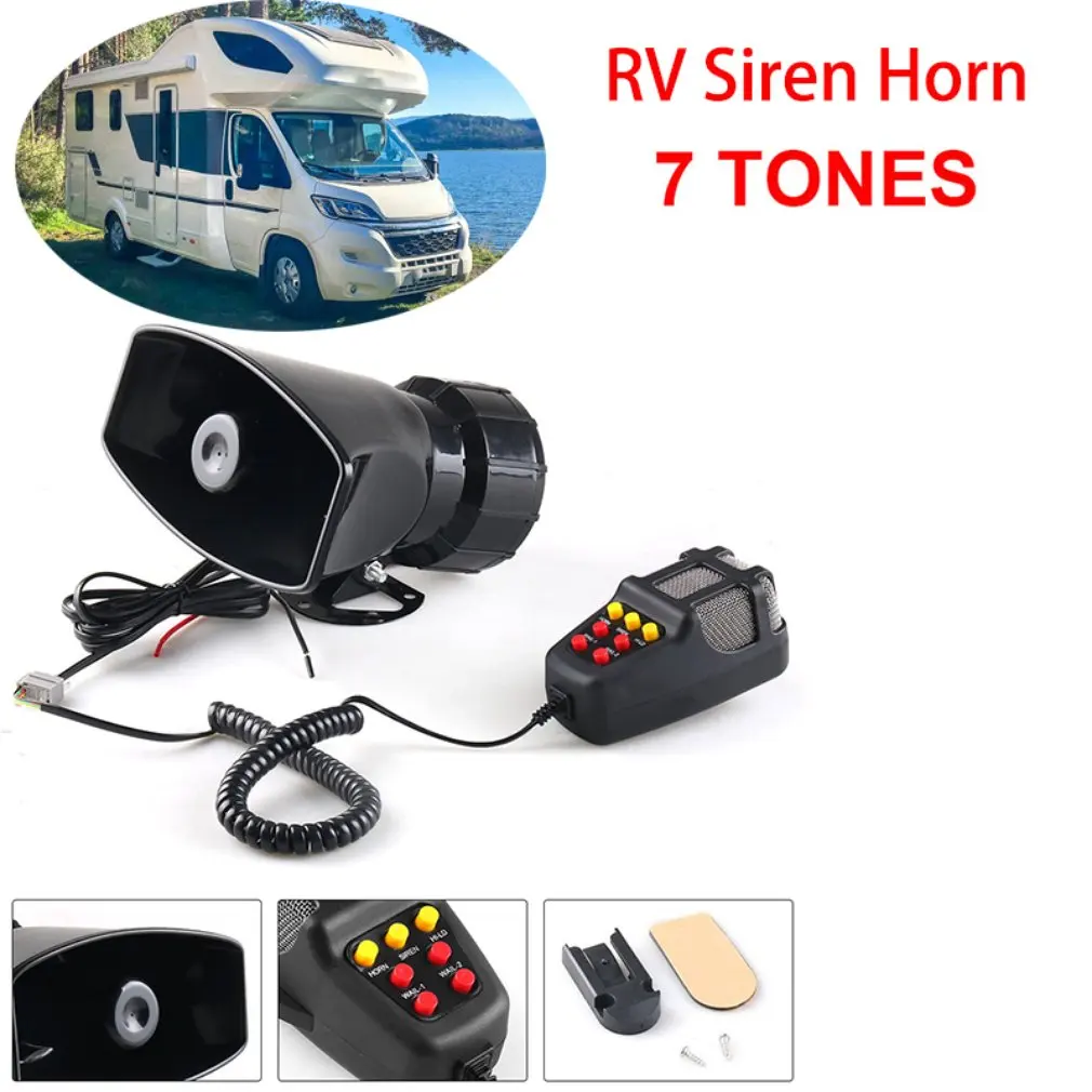 12V 100W Car Horn with MIC Loud Motorcycle Siren Vehicle Truck Warning Alarm Loudspeaker Plastic Police Firemen 5/7 Sound DC