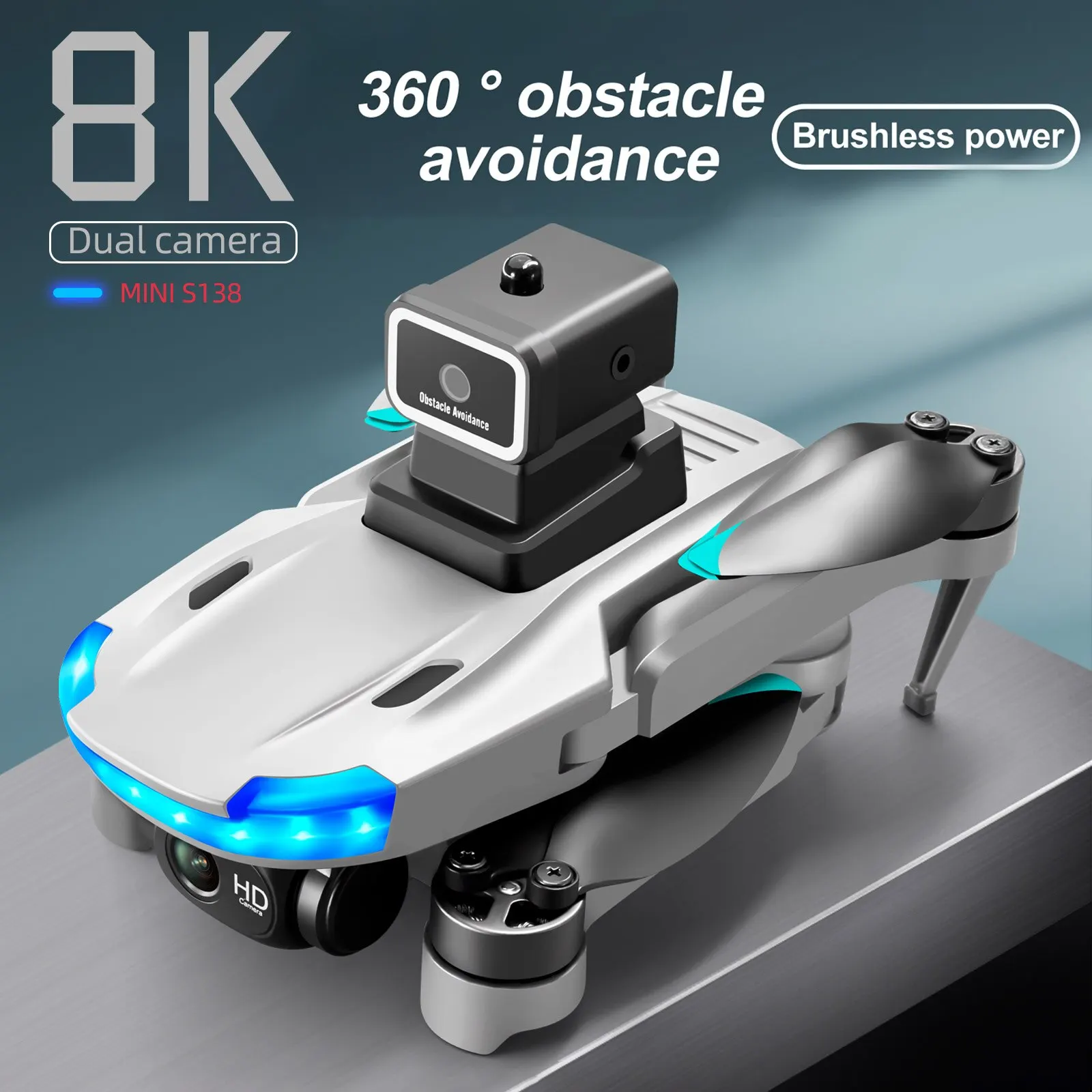 S138 Brushless Mini Drone 4K Dual HD Camera Obstacle Avoidance Optical Flow Positioning RC Dron Foldable Quadcopter Toys Gifts