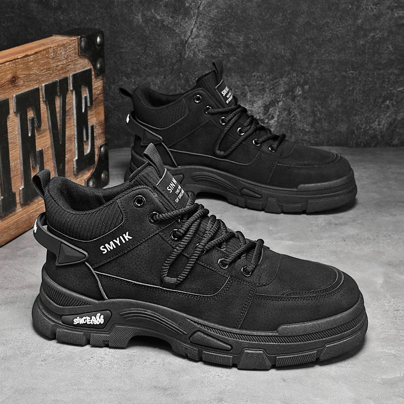 

Men's boots soft sole four seasons new casual fashion thick sole comfortable high top boots fashion youth versatile work boots