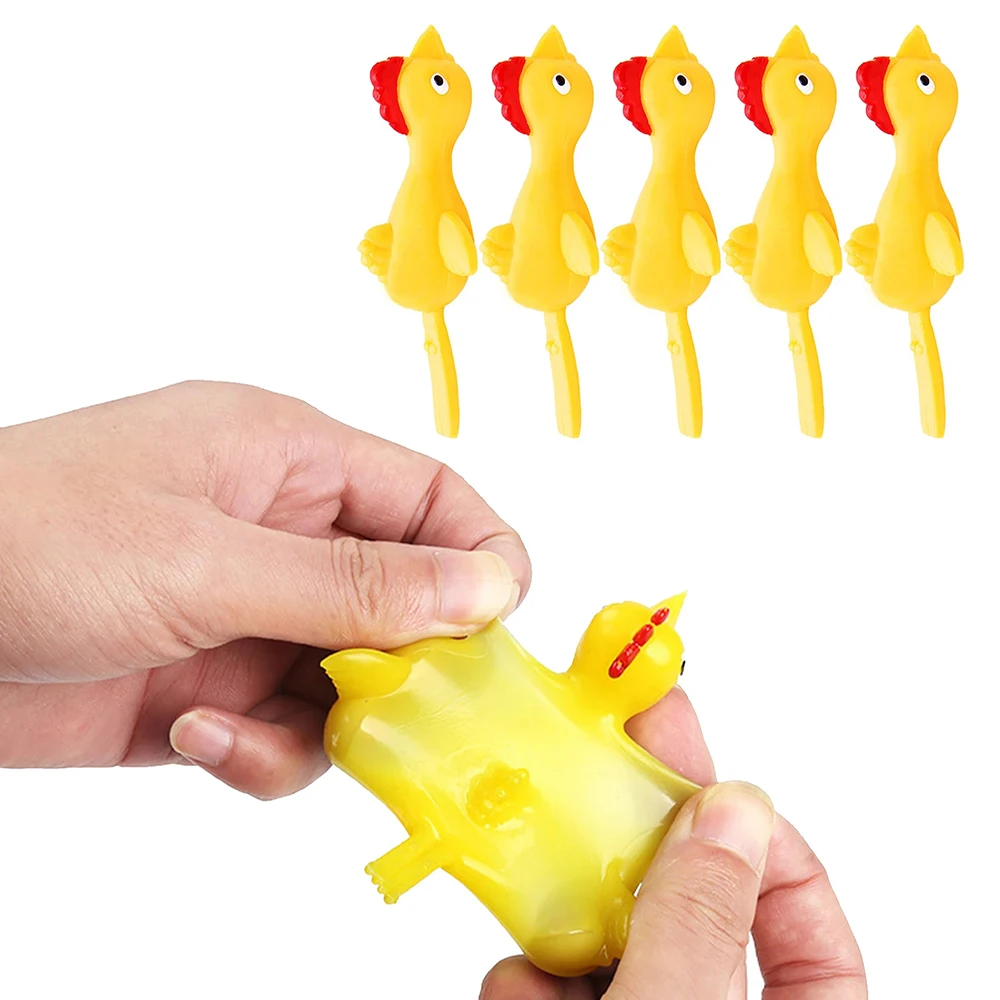 Funny Gags Stretchy Flying Catapulted Chicken Practical Joke Toys Finger Toys Ejection Turkey