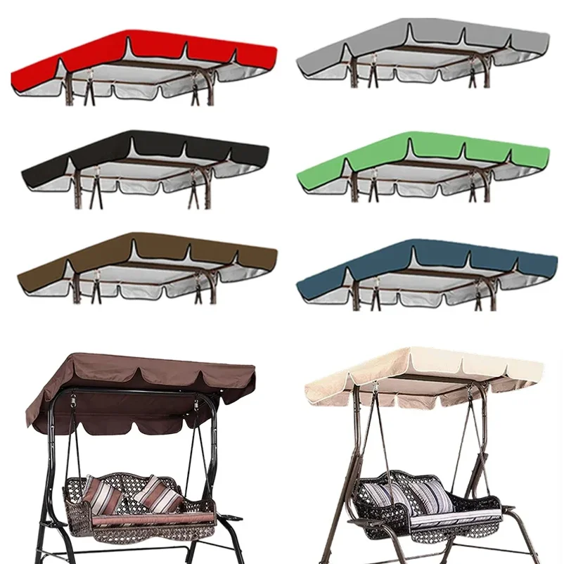 

210D Waterproof Outdoor Swing Chair Canopy Cover, Anti-UV Windproof Polyester Replacement Top for Garden Patio Yard Park