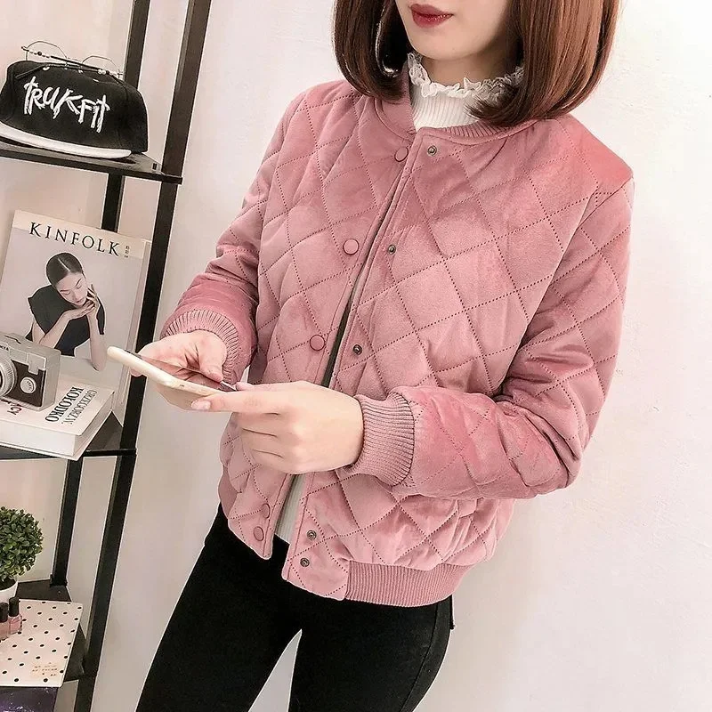 2024 New Autumn Winter Cotton Coat Women\'s Jacket Korean Loose Warm Coat Short Style Baseball Uniform Tops Woman Clothing Parkas