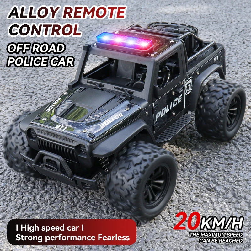 ZWN 1:16 alliage haute vitesse tout-terrain camion de Police voiture RC avec son de musique et lumières LED jouet extérieur 2.4G voitures télécommandées