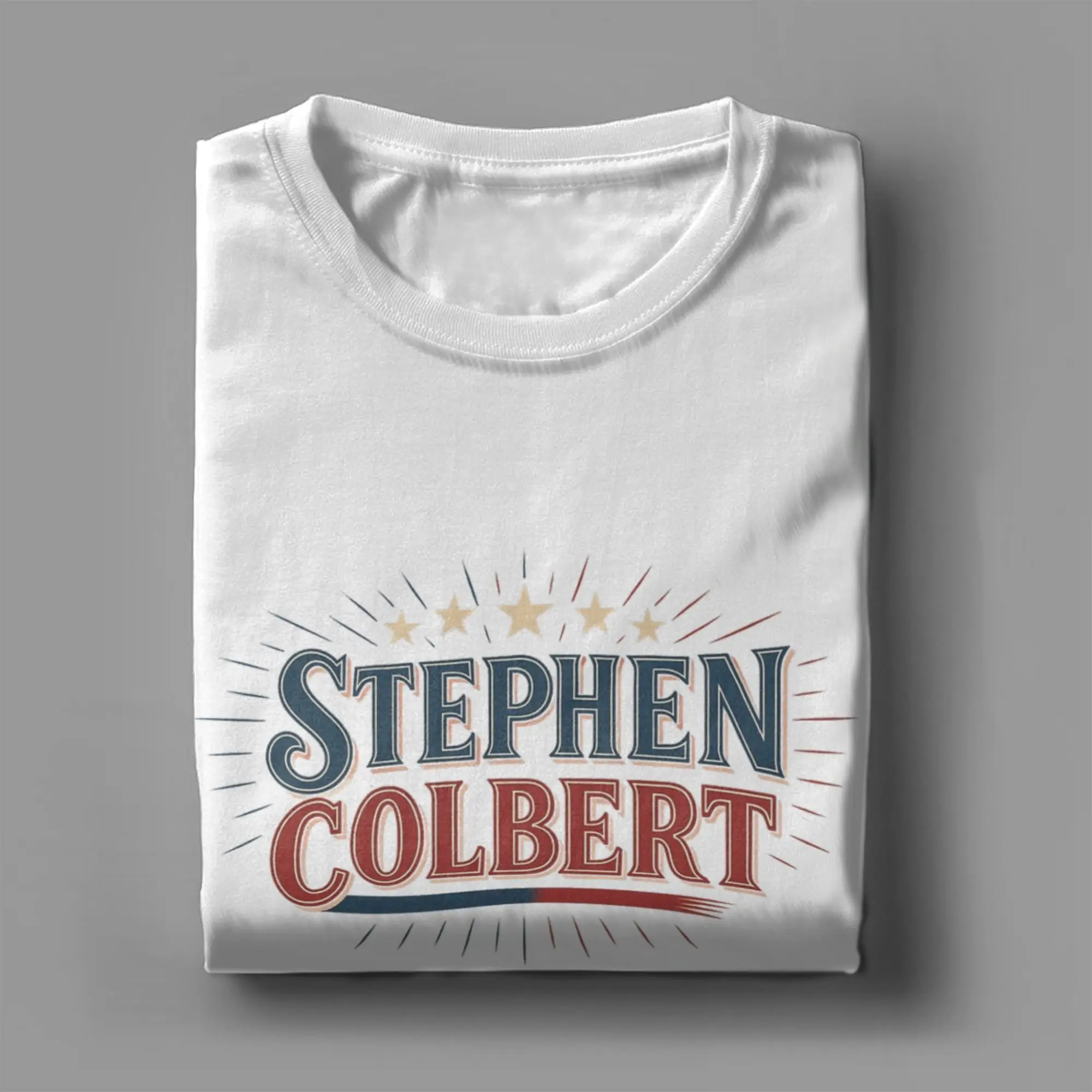 ستيفن كولبرت ستار Spangled Satire الرجال تي شيرت مذهلة تي شيرت قصير الأكمام Crewneck تي شيرت القطن هدية فكرة القمم