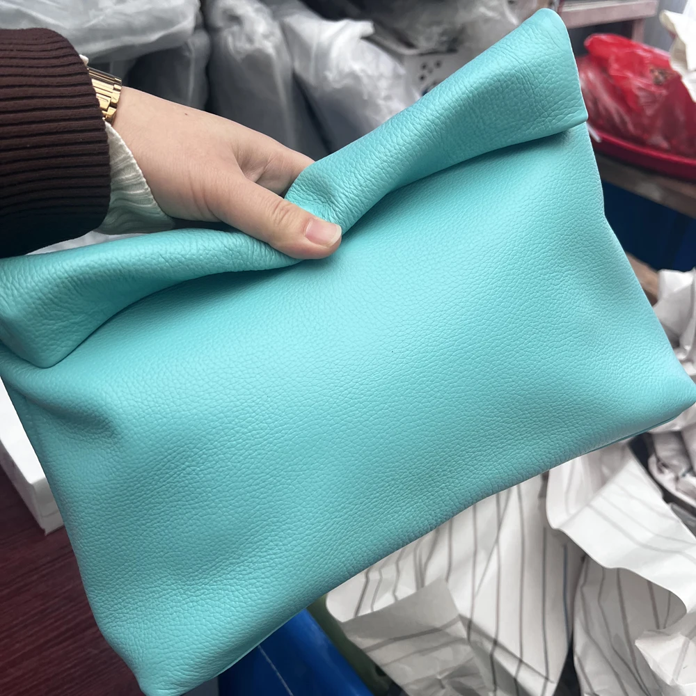 Premium Genuine Leather Cowhide Foldable Handbag for Women