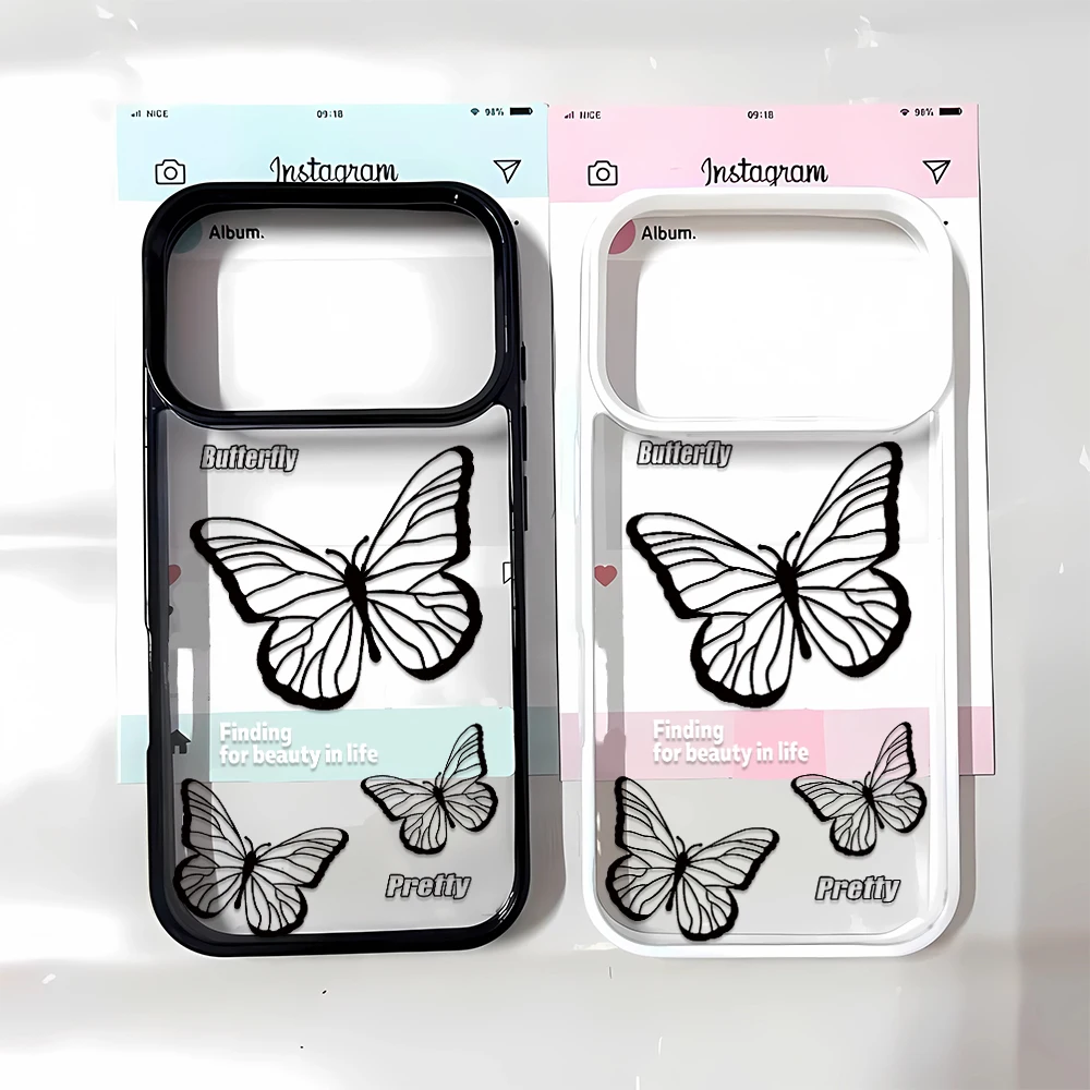 White White Best Art Butterfly Phone Case Chic Shockproof Slim for Soft iPhone Cool 14 Top 15 17 Plus Pro Max Air 16 New 11 12 13 - Aliexpress Deal