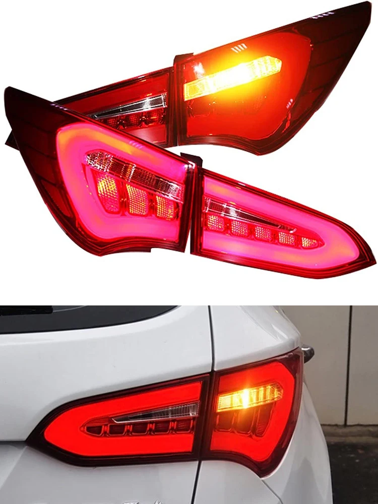 For Hyundai Santa Fe IX45 LED Strip Tail Lights Red Rear Back Lamp YZ  2011 To 2014 Year