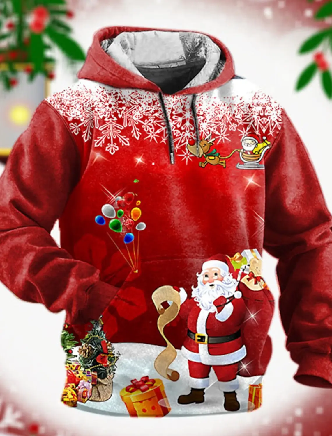 

New Fall winter men and women 3D Santa Claus hooded sweatshirt, hooded pocket sweater, large size hoodie, fashion casual