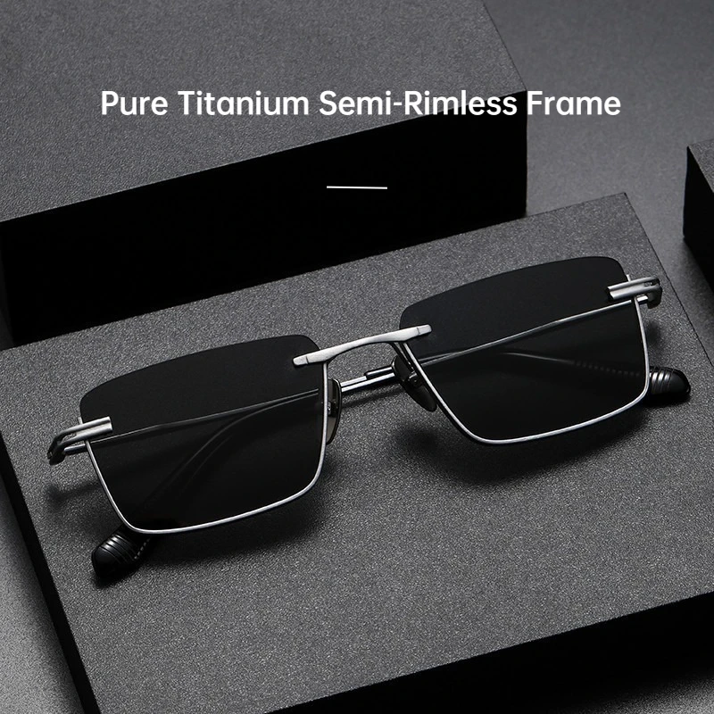 

Cool Pure Titanium Polarized Sunglasses 416 Ultra-Light Unisex Trend Square Driving Anti Glare Shades UV Fishing Sun Glasses