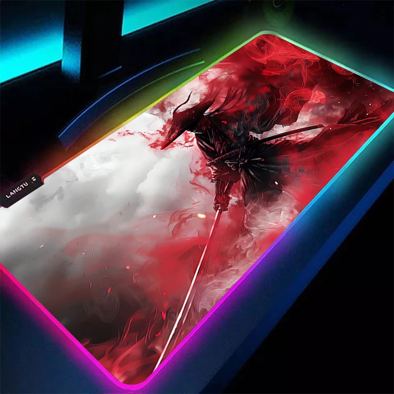 

Mouse Pad Gamer RGB Notebook Game Mousepad Clouds Keyboard Pad LED Samurai Anime Mousepad Mouse Mat Gaming Extended Desktop Mat