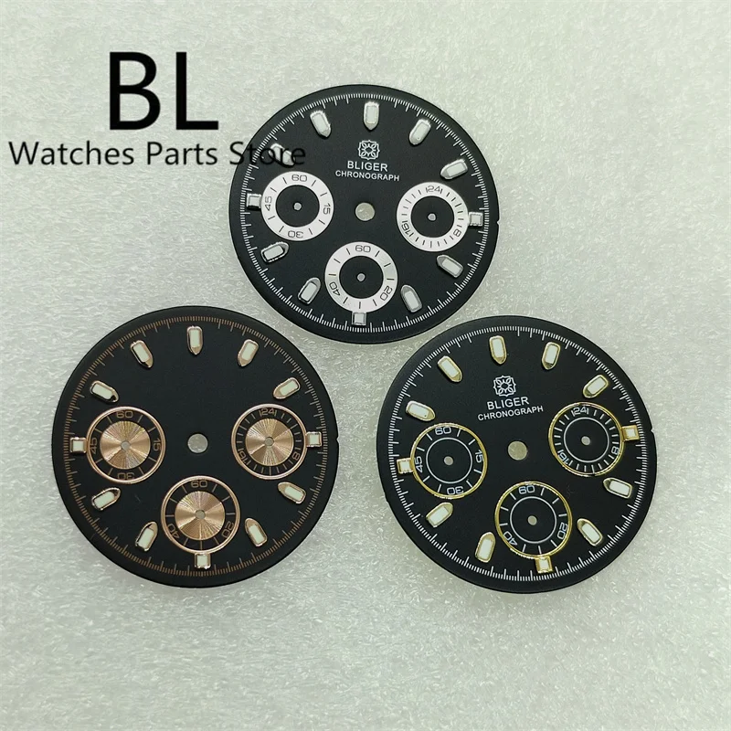 BLIGER VK63 Watch Dial 29.8mm Diameter Black Blue Gray White Gold Green Luminous Fir VK63 Quartz Movement Watch Accessoriea