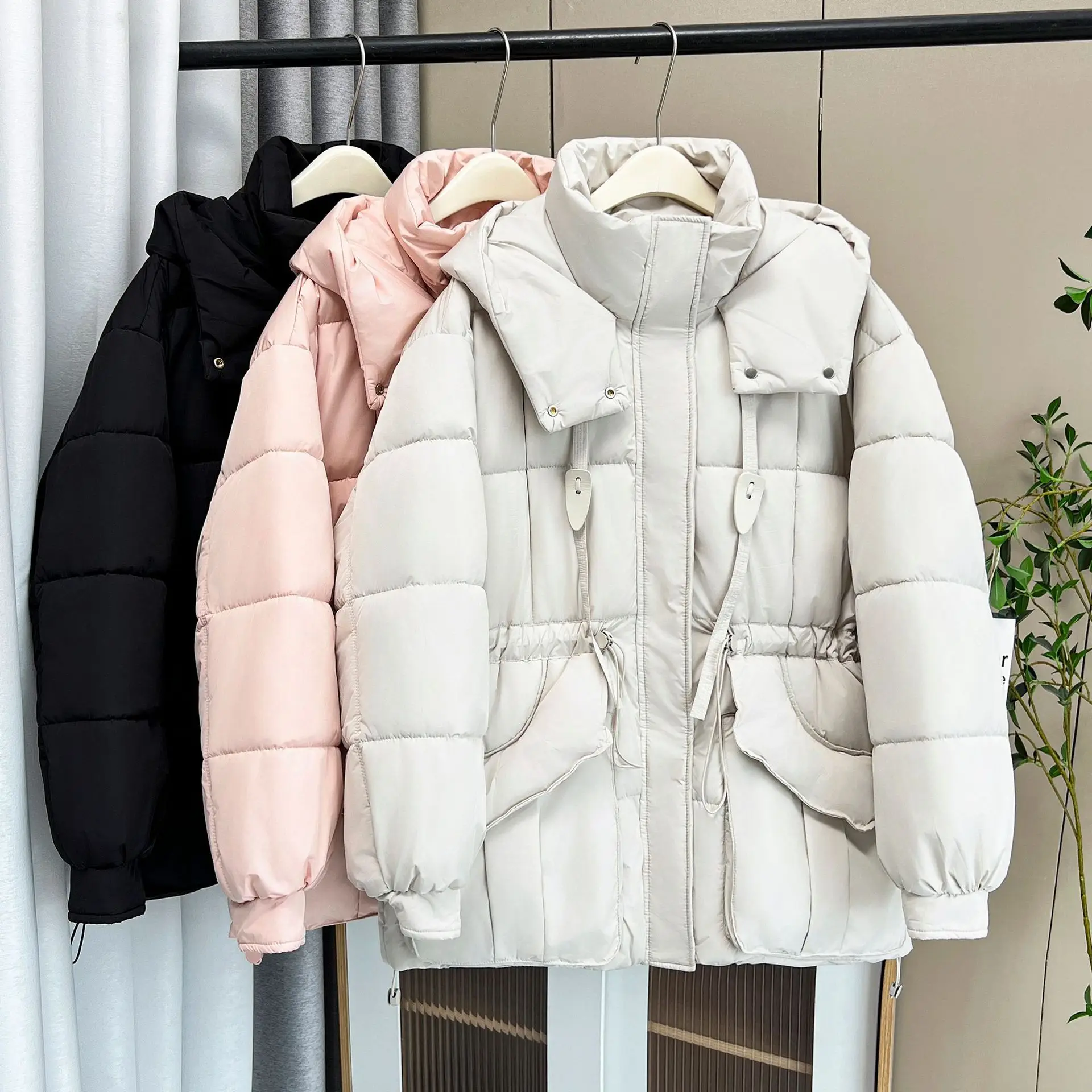 XL XXL Women Parka Winter New Loose Sweet Fashion Oversized Hooded Thicken Warm cotton-padded Coat 359