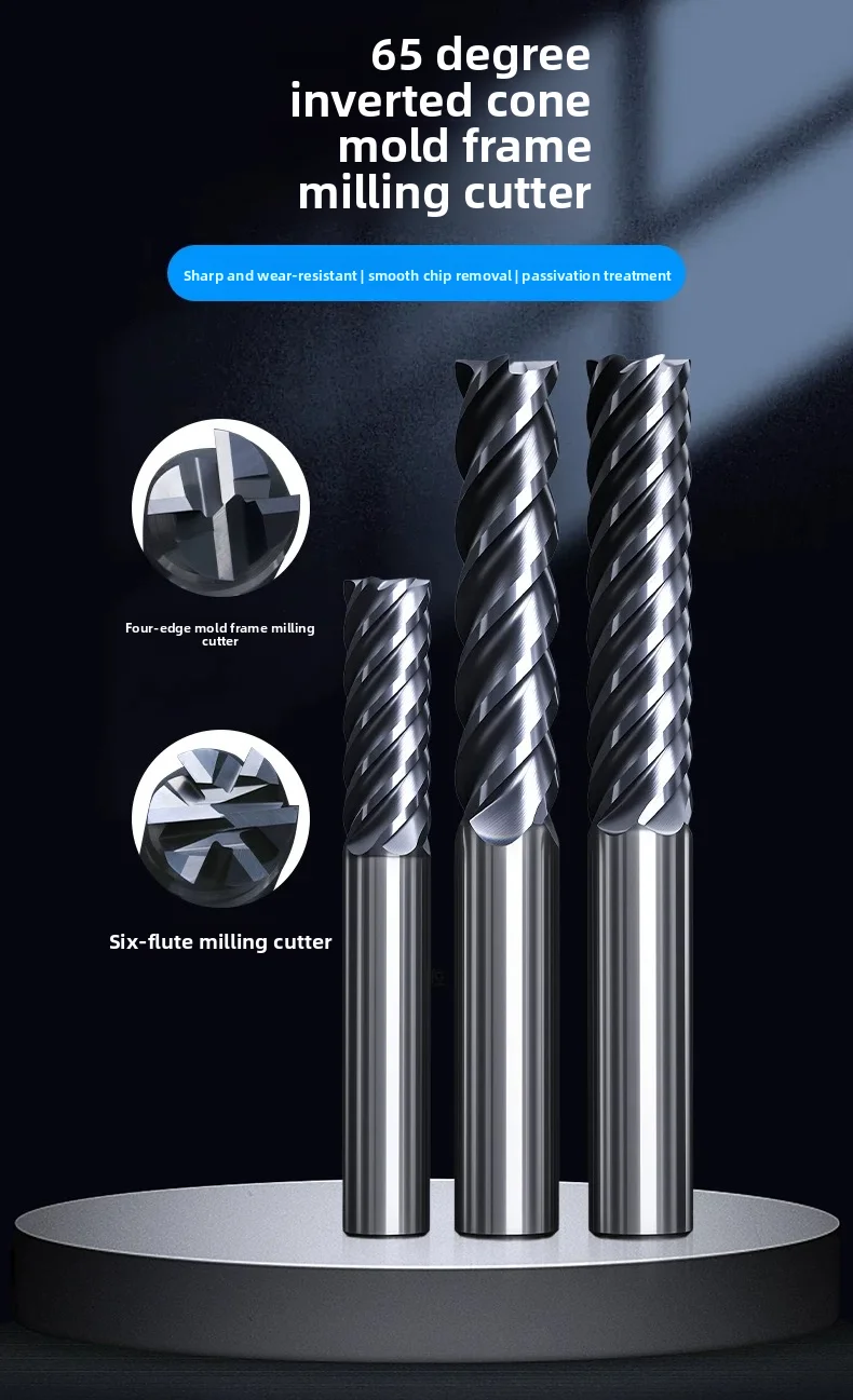 HRC65 Hartmetall-Fräser 4 6 Schneiden Umgekehrte Konische Verlängerte Schaftfräse 10 12 16mm für Formenbau-Basismetallbearbeitung – Detail 5