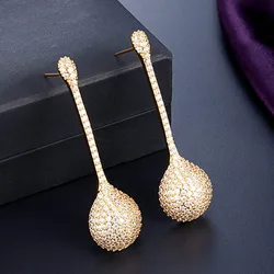 Zlxgirl Luxury Brand Gold Ball Shape Stud Earring of Women Bridal Jewelry Gold Copper Ears brinco Earing free bags for christmas