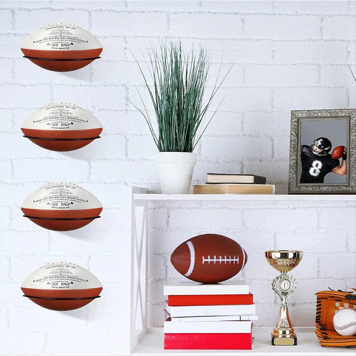 New Arrival 2 Packs Football Holders , Wall Mount Football Holder Football Display Stand, Football Room Decoration view 4