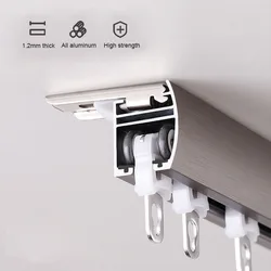 Invisible Mute Curtain Track Thickened Single Double Slide Rail Bedroom Balcony Curtain Rod Pole With Accessories Home Decor