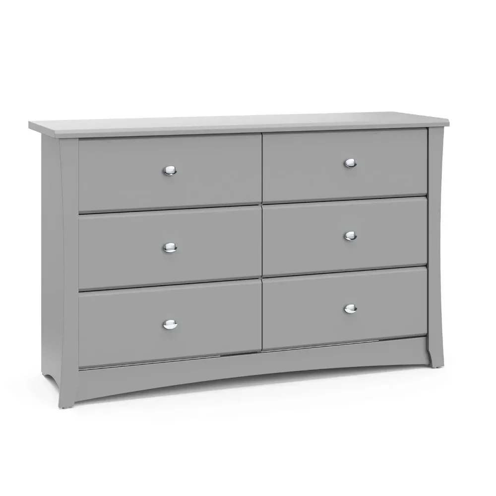 Storkcraft Crescent 6 Drawer Double Dresser (Pebble Gray) Gold