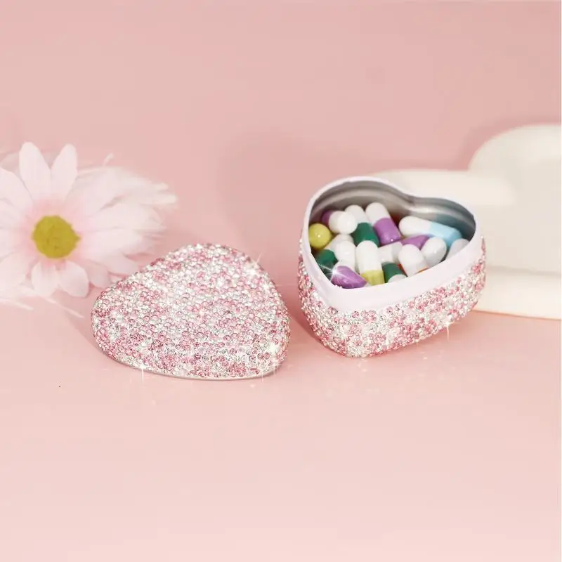 Funkelnde Strass-Metall-Blechdose Schmuck-Aufbewahrungsbox für Halsketten – Detail 19