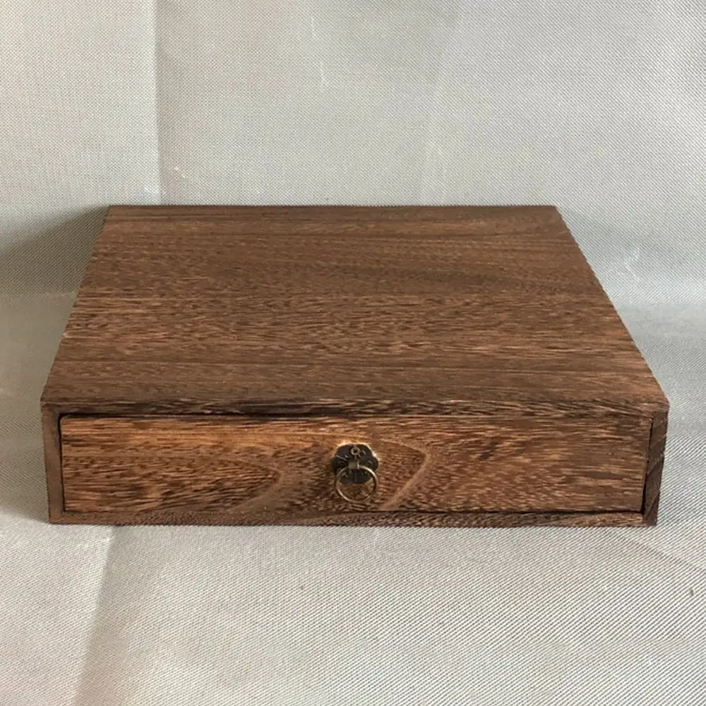 Caja de almacenamiento con cerradura Retro de madera, cajón a prueba de polvo/caja de té tipo tapa, Vintage con tapa, caja decorativa para baratijas, hogar y oficina