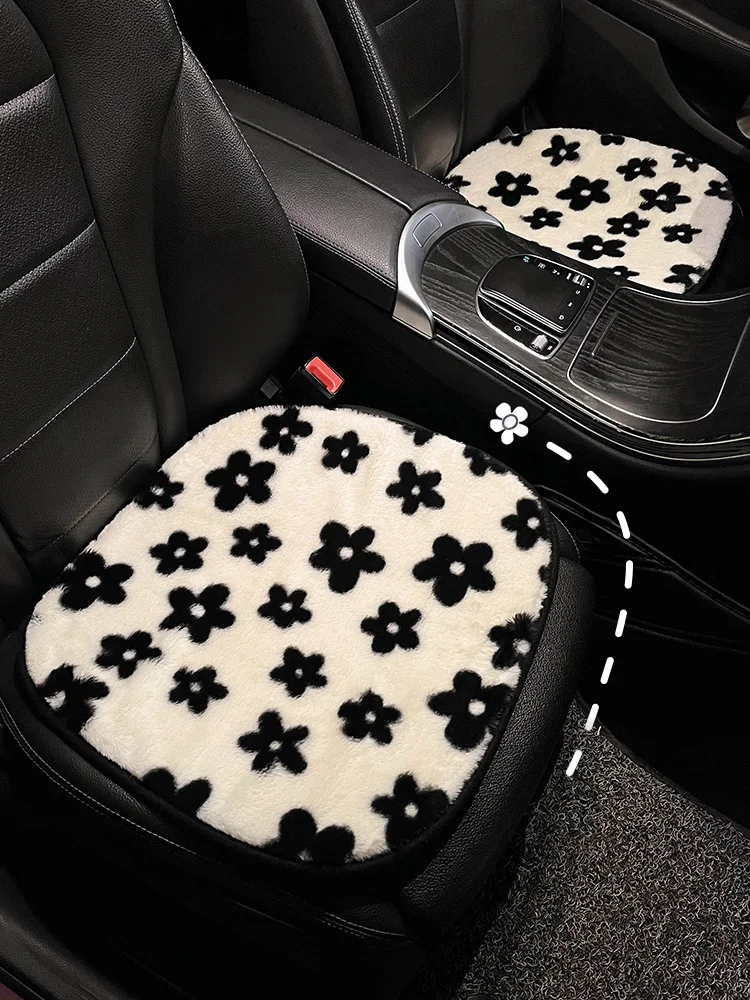 

High Quality New Winter Plush Cartoon Flower Ins Fashion Warm Protective Car Seat Cushion Cover Car Interior Decorations