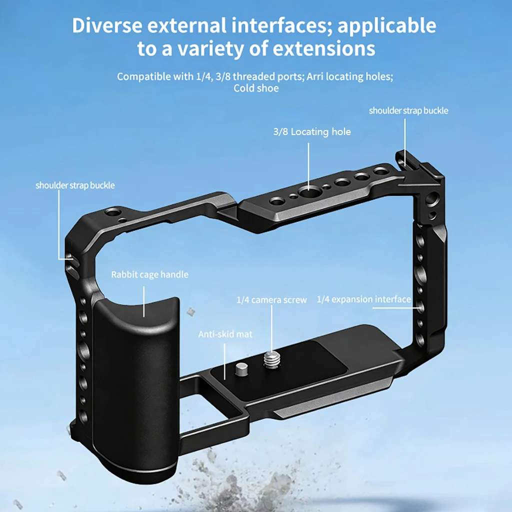 ZR DSLR-Kamerakäfig für Nikon ZR mit 1/4 3/8 Zoll Gewindebohrungen, Cold Shoe Mount, NATO-Schiene, Mikrofon- und Lichthalterung, Kamera-Schutzrahmen – Detail 8