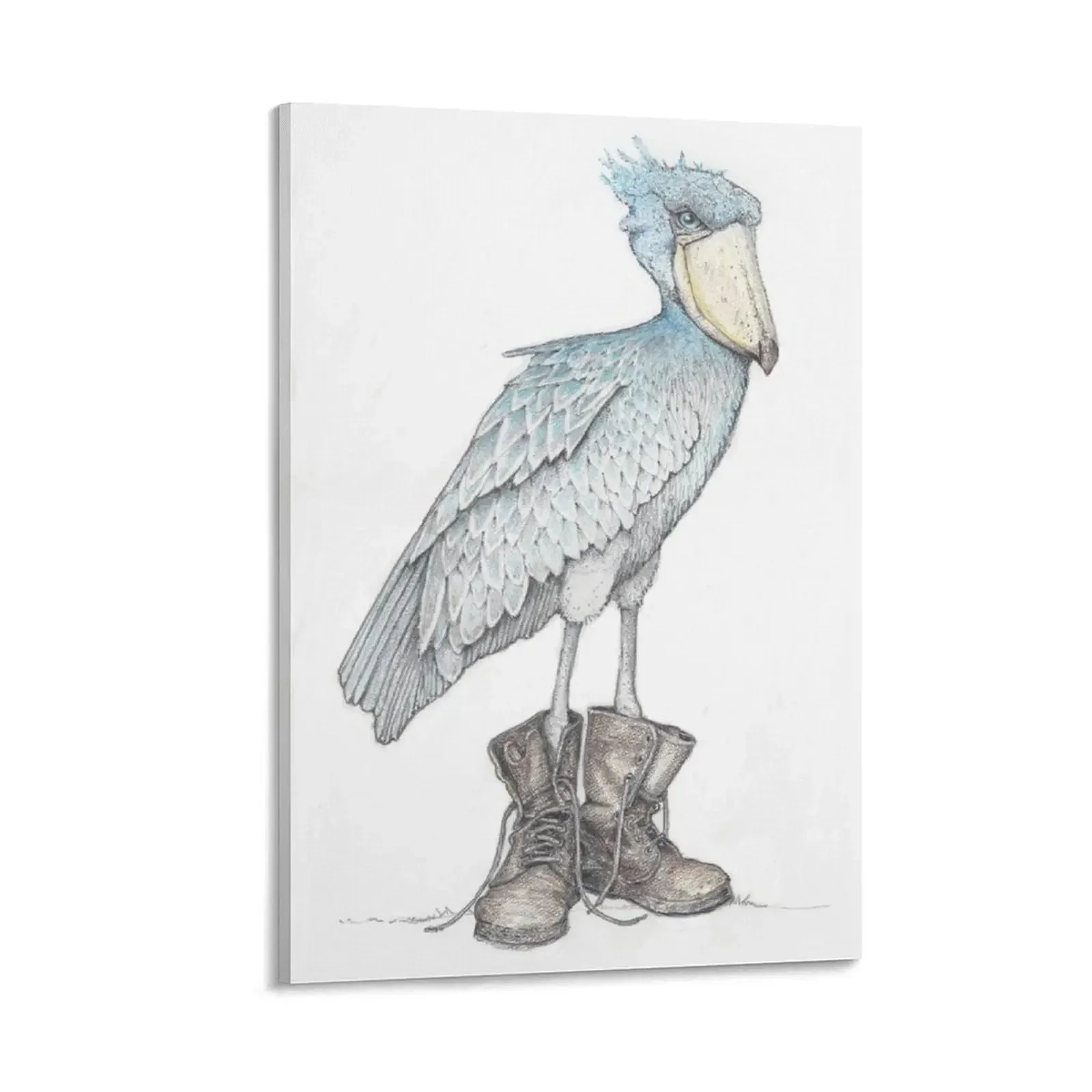 

Shoebill in work boots Canvas Painting decoration aesthetic room decoration Posters on the wall Decorative paintings