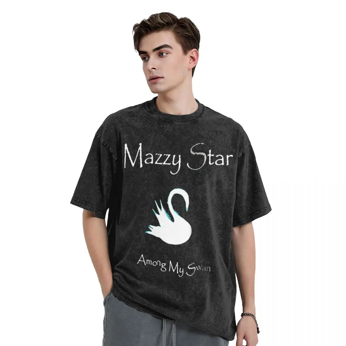 Punk Mazzy Star T Shirt Hip Hop Washed High Street T-Shirts Rock Vintage Men Women Tops Streetwear Graphic Printed Tops Tees