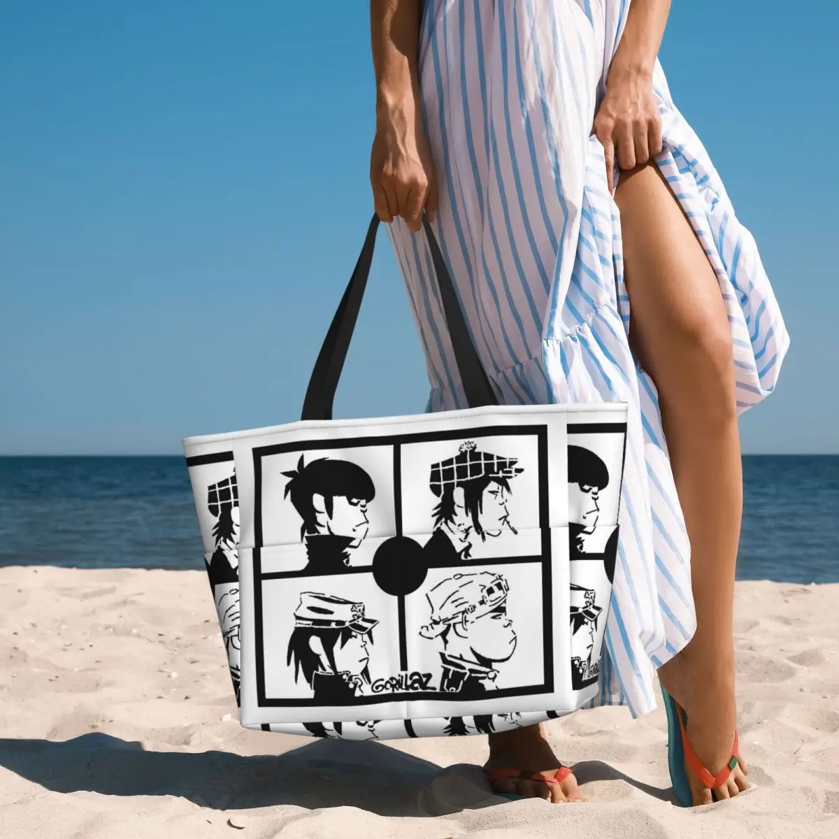 Gorillaz Punk Rock Band Beach Tote Bag Sport Gym Yoga Duffle Large Tote Bag Women Travel Bag Fitness bag