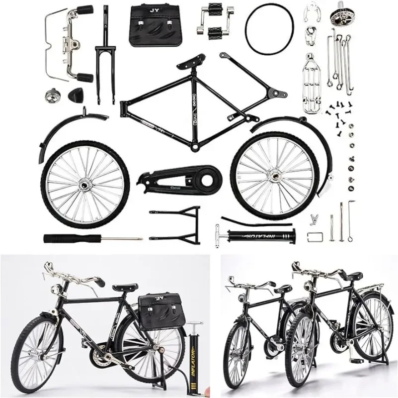 

Mini DIY Retro Bicycle Model Scale1:10 Ornament Alloy Metal Mini Bike Sliding Assembled Version Collection Gifts Toys For Boys