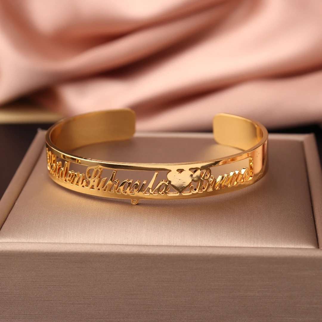 

Customized Nameplate Bangle Personalized Custom Gold Bangle Women Men Stainless Steel Jewelry Gifts